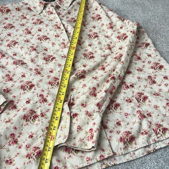 Vintage Tall Corduroy Eddie Bauer Button front shirt large Fits 12/14 Floral - Picture 12 of 15